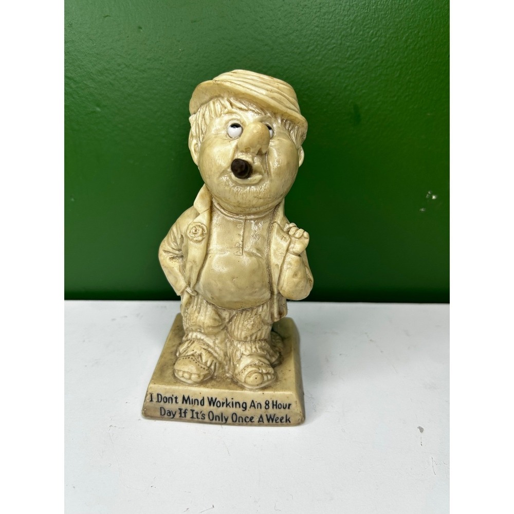 Vintage 1971 R&W Berries Co Figurine 818 Working 8 Hour Day Novelty Office Decor